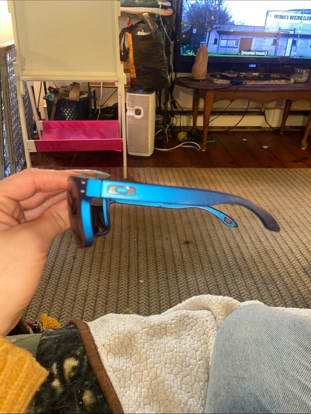 Oakley Metallic Blue Frame Sunglass Temples